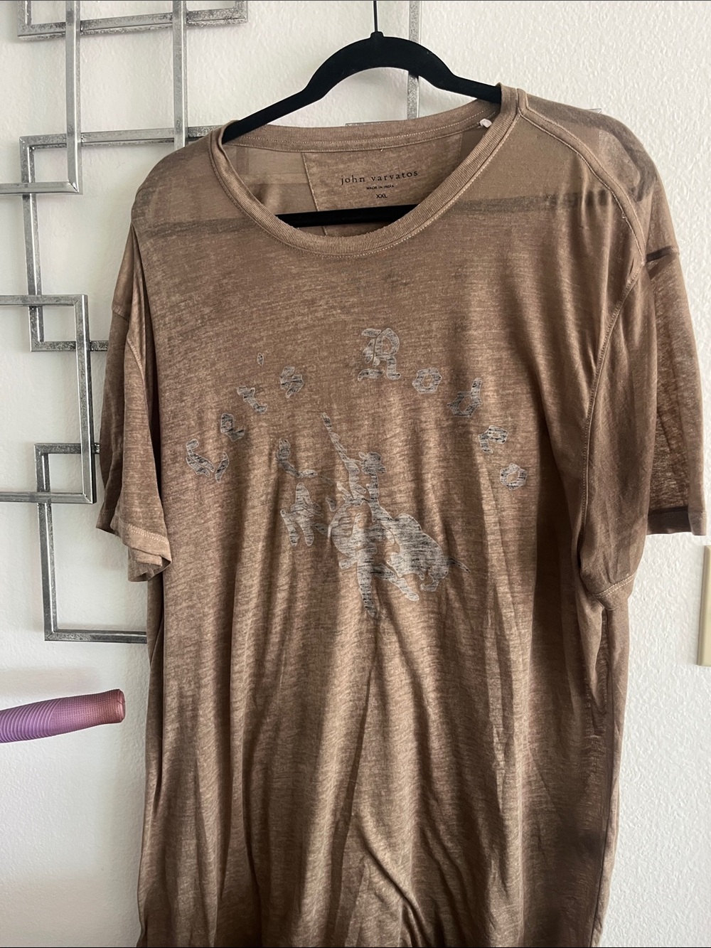 John Varvatos Brown Faded Graphic Short Sleeve Crewneck Tee